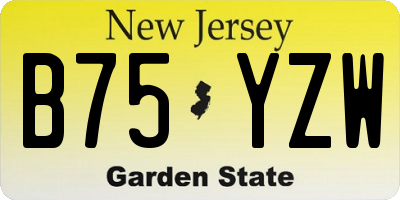 NJ license plate B75YZW