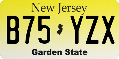 NJ license plate B75YZX