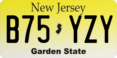 NJ license plate B75YZY