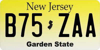 NJ license plate B75ZAA