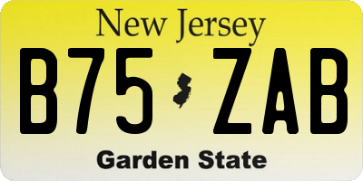 NJ license plate B75ZAB