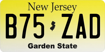 NJ license plate B75ZAD