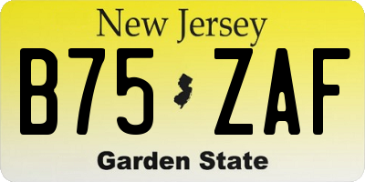NJ license plate B75ZAF