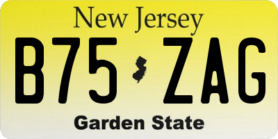 NJ license plate B75ZAG