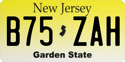 NJ license plate B75ZAH