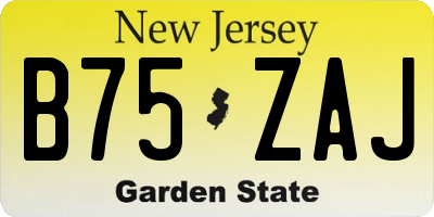 NJ license plate B75ZAJ