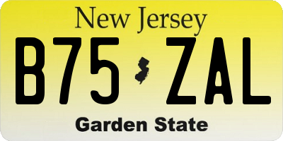 NJ license plate B75ZAL