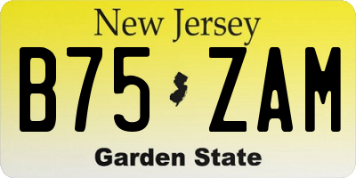 NJ license plate B75ZAM