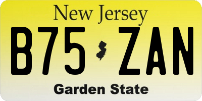 NJ license plate B75ZAN