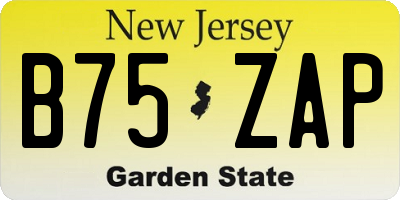 NJ license plate B75ZAP