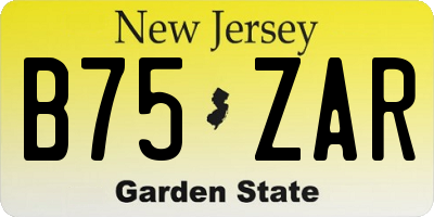 NJ license plate B75ZAR