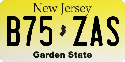 NJ license plate B75ZAS