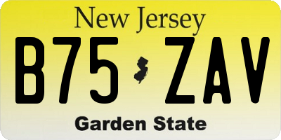 NJ license plate B75ZAV