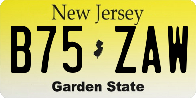 NJ license plate B75ZAW