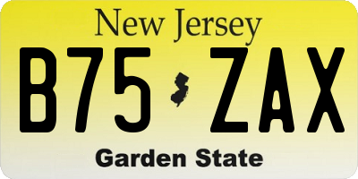 NJ license plate B75ZAX