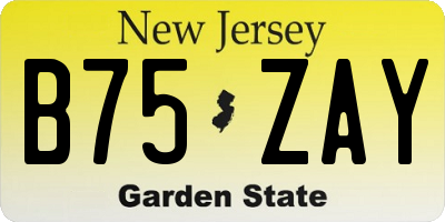 NJ license plate B75ZAY