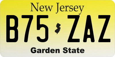 NJ license plate B75ZAZ