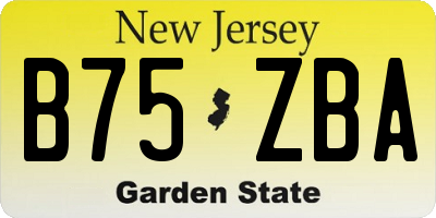 NJ license plate B75ZBA