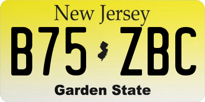 NJ license plate B75ZBC