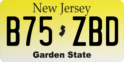 NJ license plate B75ZBD
