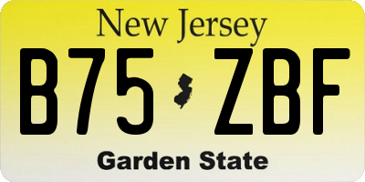 NJ license plate B75ZBF