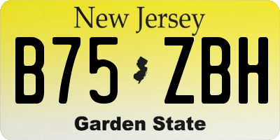 NJ license plate B75ZBH