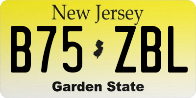 NJ license plate B75ZBL