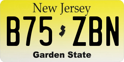 NJ license plate B75ZBN