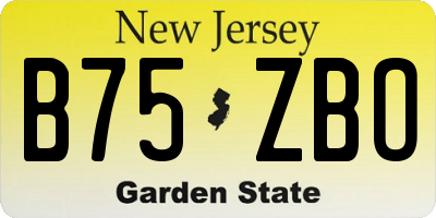 NJ license plate B75ZBO