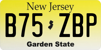 NJ license plate B75ZBP