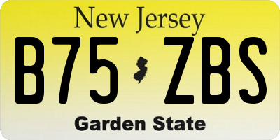 NJ license plate B75ZBS