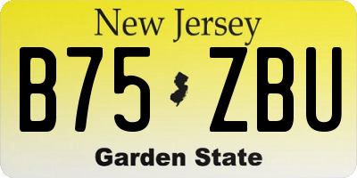 NJ license plate B75ZBU