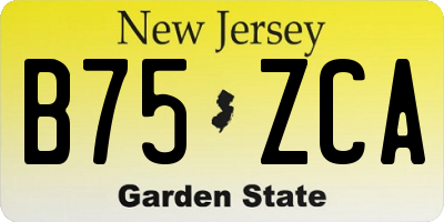 NJ license plate B75ZCA
