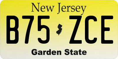 NJ license plate B75ZCE