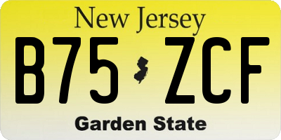 NJ license plate B75ZCF