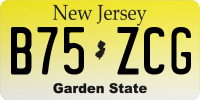 NJ license plate B75ZCG