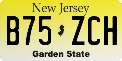 NJ license plate B75ZCH