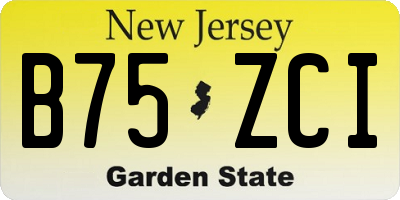 NJ license plate B75ZCI