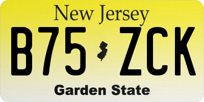 NJ license plate B75ZCK
