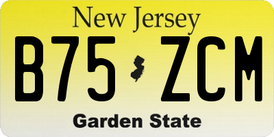 NJ license plate B75ZCM