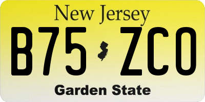 NJ license plate B75ZCO