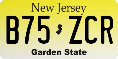 NJ license plate B75ZCR