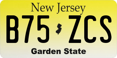 NJ license plate B75ZCS