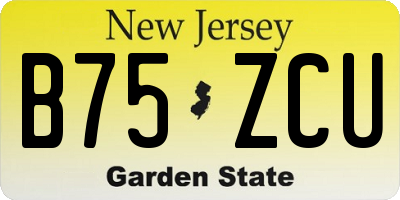 NJ license plate B75ZCU