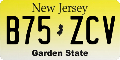 NJ license plate B75ZCV