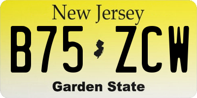 NJ license plate B75ZCW