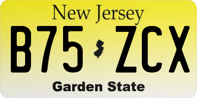 NJ license plate B75ZCX