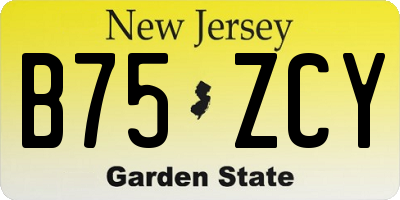 NJ license plate B75ZCY