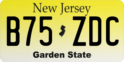 NJ license plate B75ZDC
