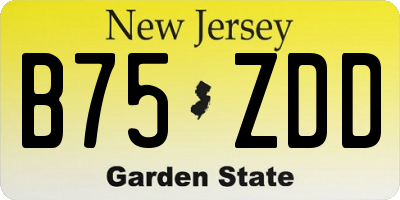NJ license plate B75ZDD
